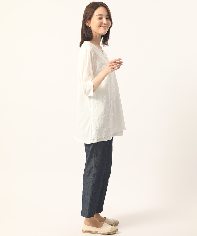 刺繍Aラインチュニック