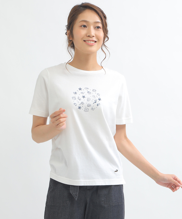 シェルモチーフプリントTシャツ