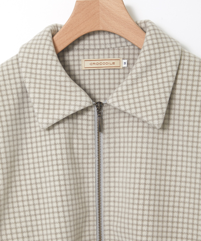 ステンカラー 千鳥柄 ジップジャケット【手洗いOK】