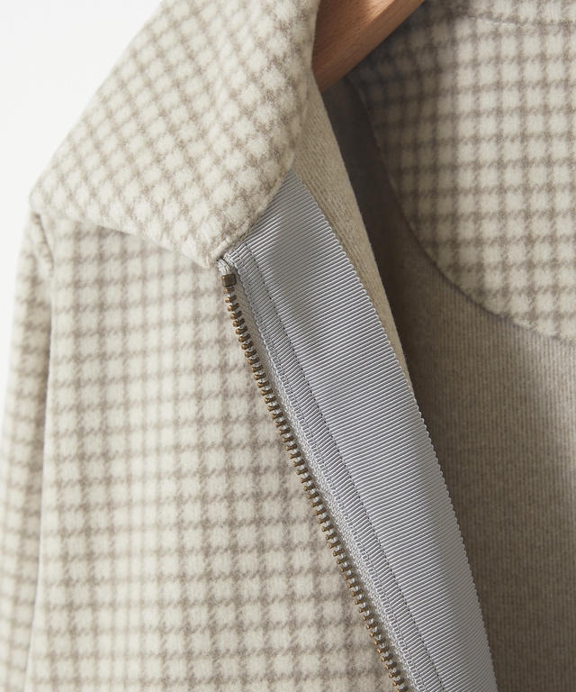 ステンカラー 千鳥柄 ジップジャケット【手洗いOK】