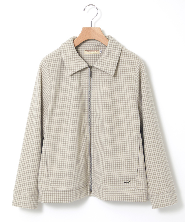 ステンカラー 千鳥柄 ジップジャケット【手洗いOK】