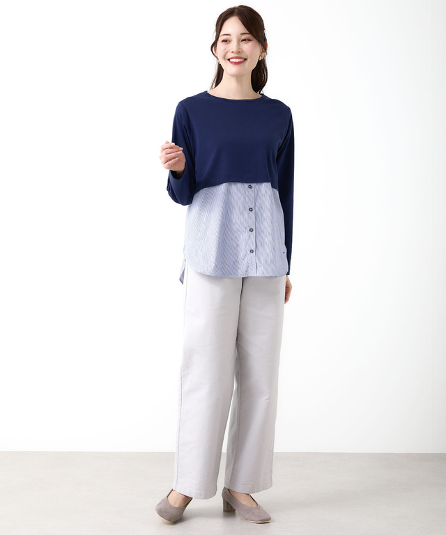 布帛 ドッキング カットソー