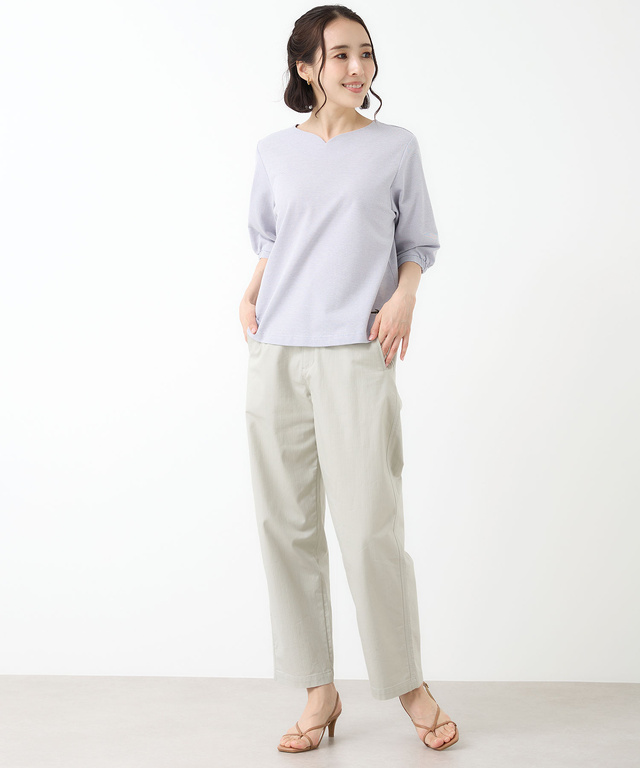 ピンボーダー パフスリーブ カットソー