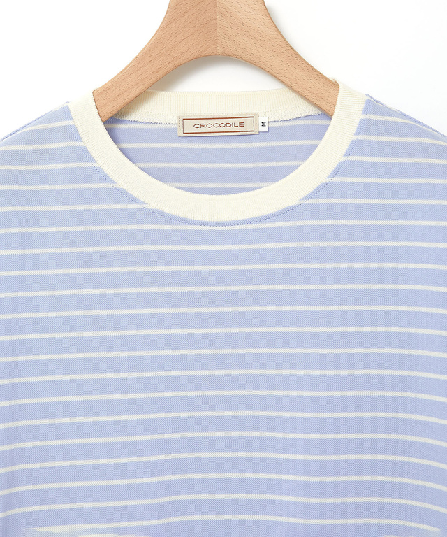 スノーコットン 鹿の子ボーダー Tシャツ【接触冷感】