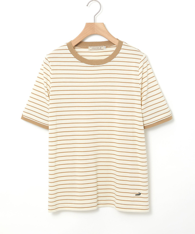 スノーコットン 鹿の子ボーダー Tシャツ【接触冷感】