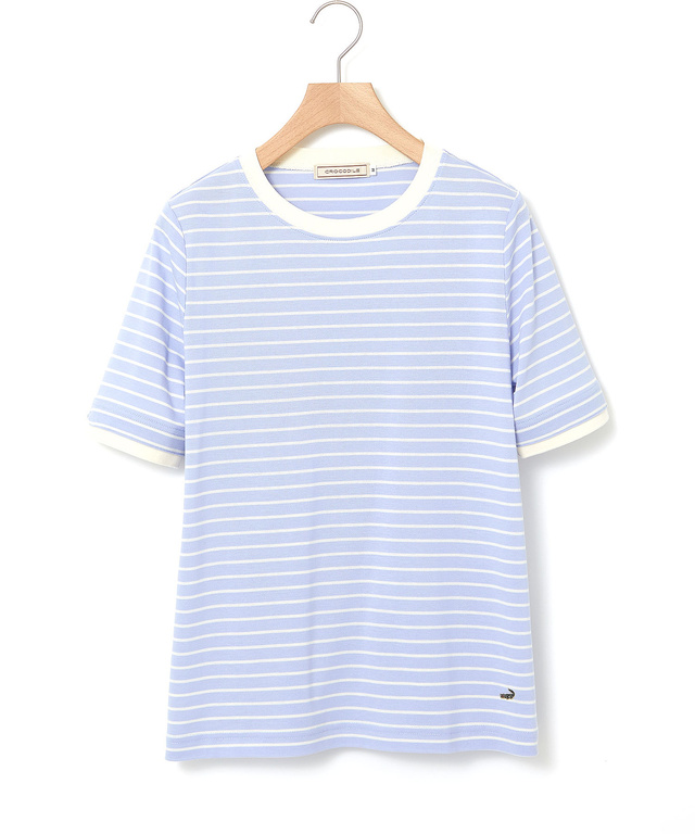 スノーコットン 鹿の子ボーダー Tシャツ【接触冷感】