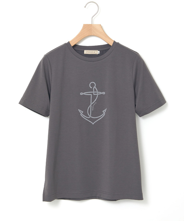 プレーティング天竺 アンカー柄 Tシャツ【UVカット】