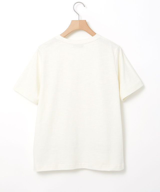 裾刺繍 スラブ天竺 Tシャツ