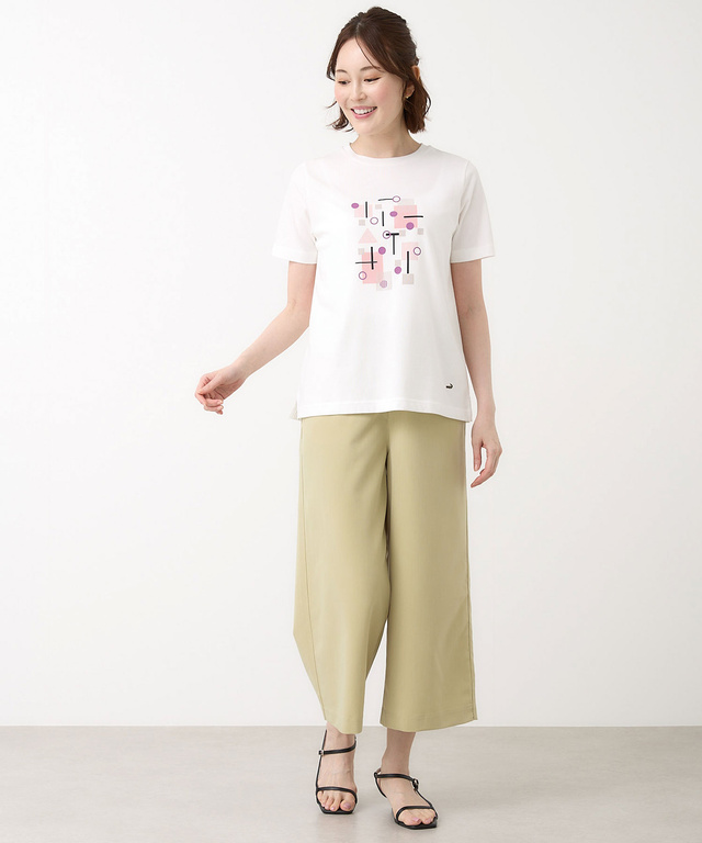 プレーティング天竺 モチーフプリント Tシャツ【UVカット】