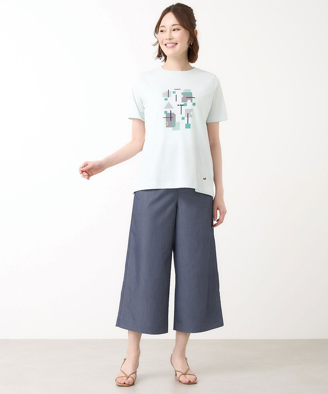 プレーティング天竺 モチーフプリント Tシャツ【UVカット】