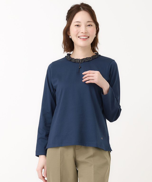 フリル襟 長袖 Tシャツ