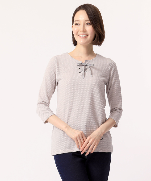 レースアップTシャツ