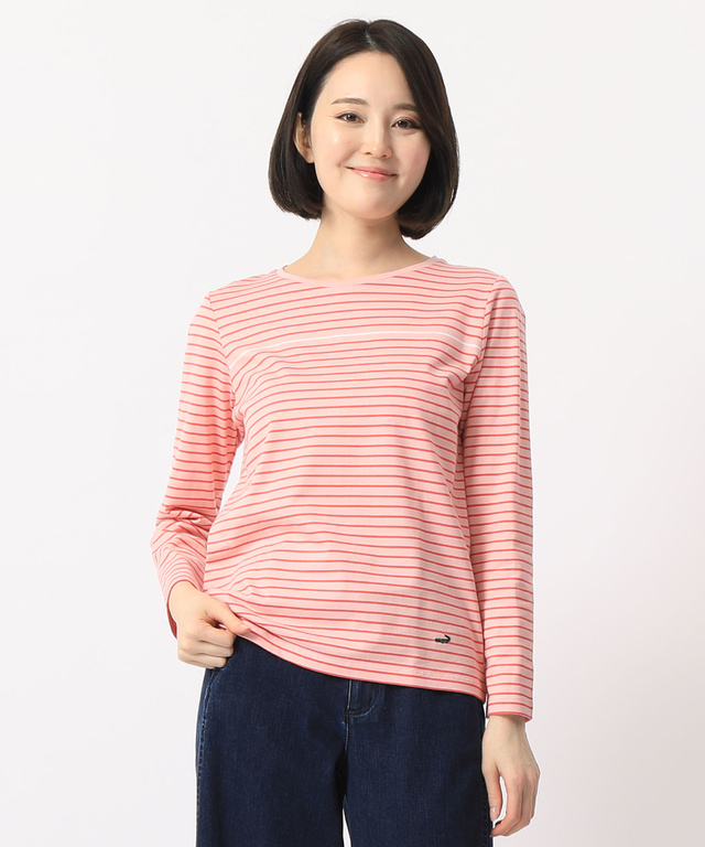 クロコダイルレディスリラックス カリフォルニアコットンボーダーTシャツ