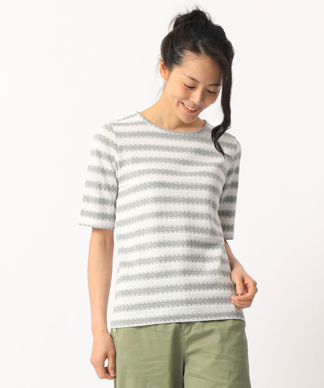 レーシーボーダージャガードTシャツ