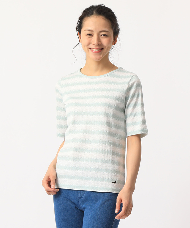 レーシーボーダージャガードTシャツ