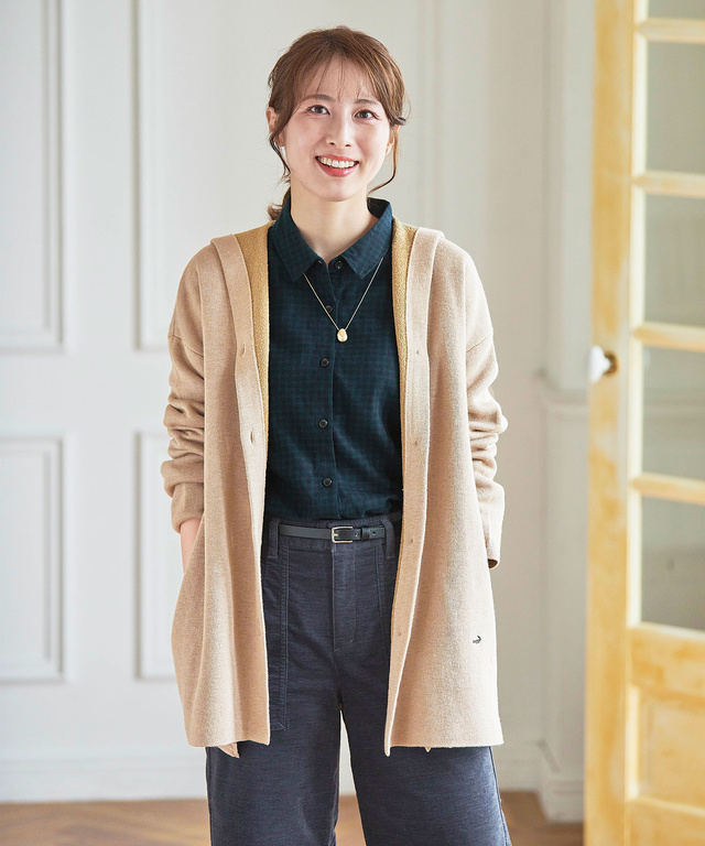 レディース フード付き ロング ニットカーディガン 手洗いok 通販 0103 クロコダイル Crocodile 公式通販サイト