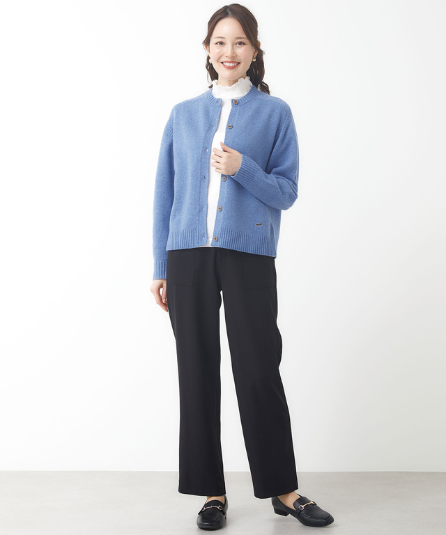 イタリー糸 アイレット ニットカーディガン【手洗いOK】【ラクラクランドリー】