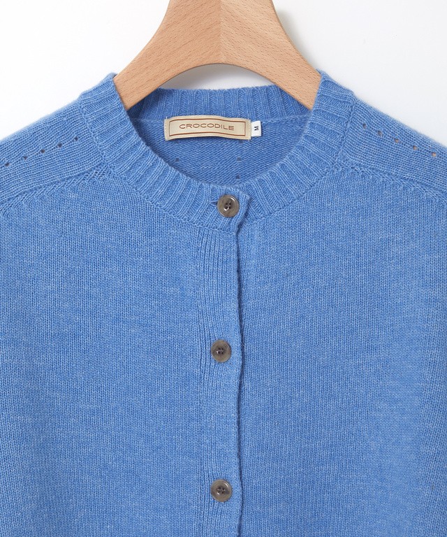 イタリー糸 アイレット ニットカーディガン【手洗いOK】【ラクラクランドリー】