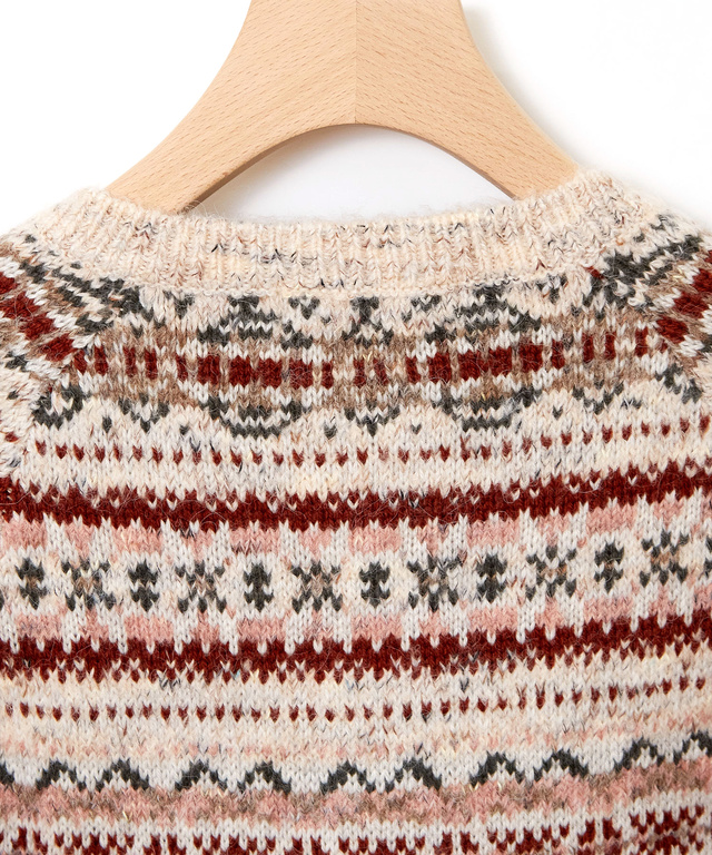 フェアアイル柄 ニットカーディガン 【手洗いOK】