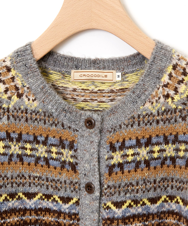 フェアアイル柄 ニットカーディガン 【手洗いOK】