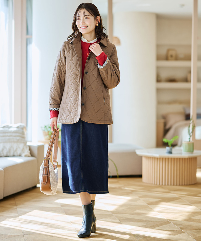 クロコダイルタータン ダイヤキルト 中綿 ジャケット