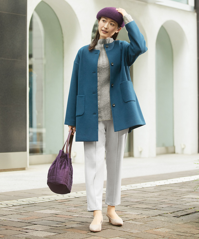 センターピンタック テーパード パンツ