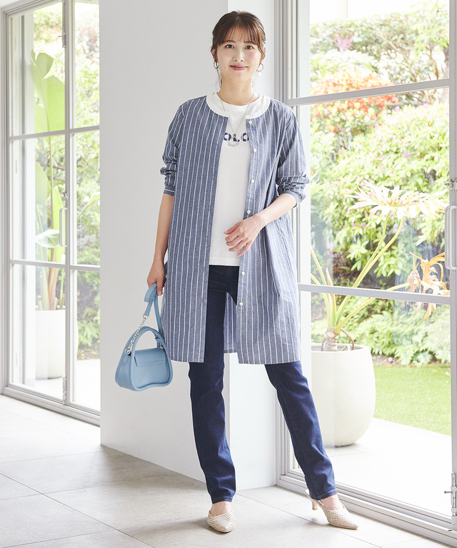 レーヨン混 ストレート デニムパンツ