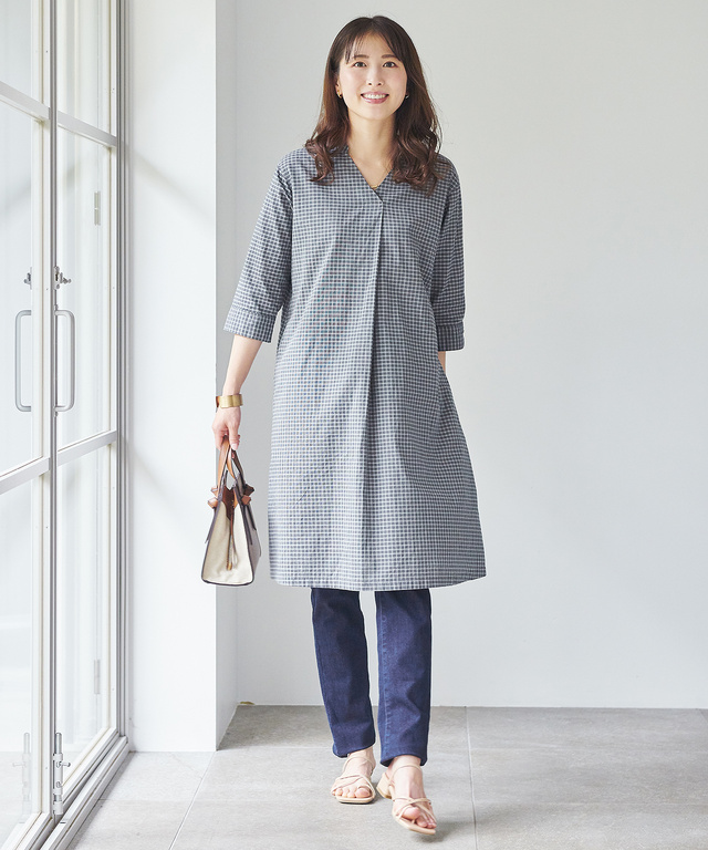 レーヨン混 ストレート デニムパンツ