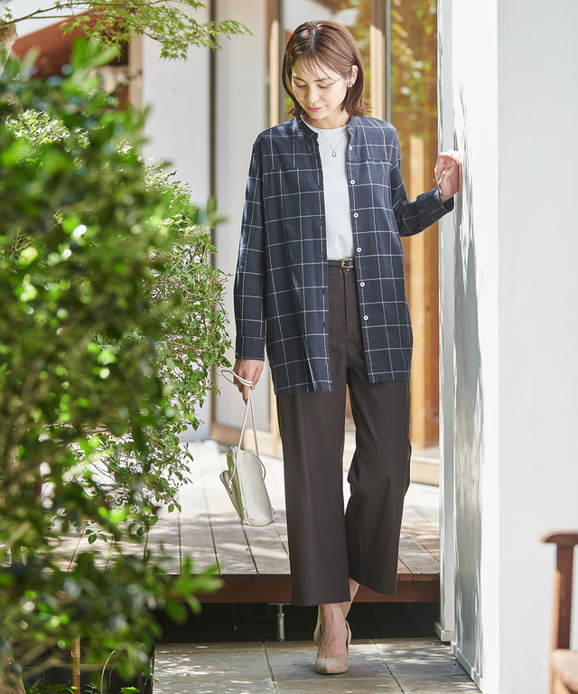 ツイル クロップド ワイドパンツ