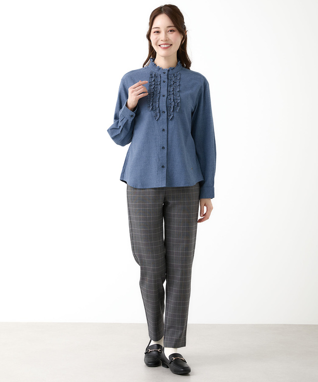 チェック柄 テーパード パンツ