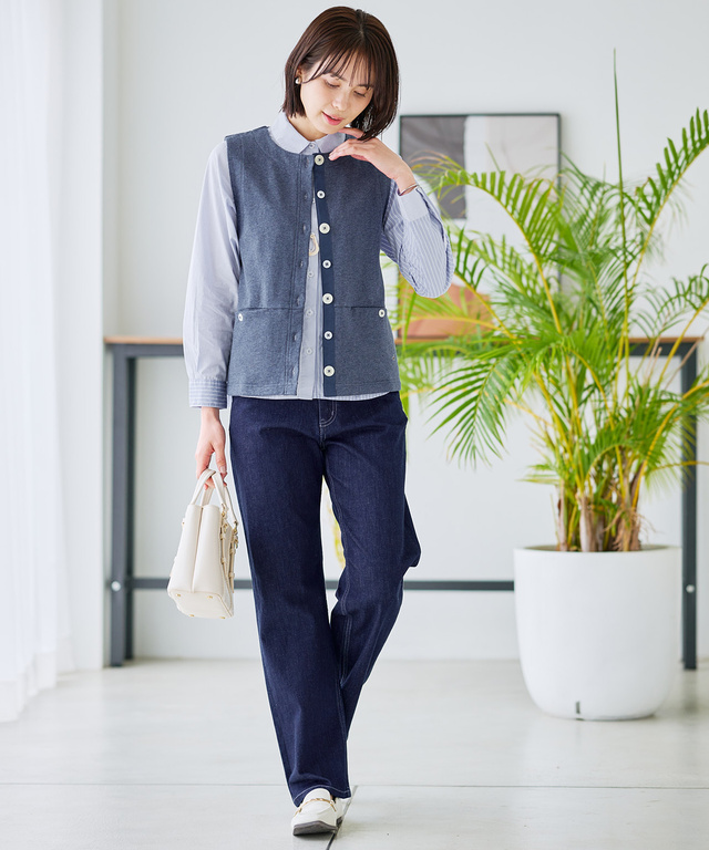 ストレッチ ストレート デニムパンツ