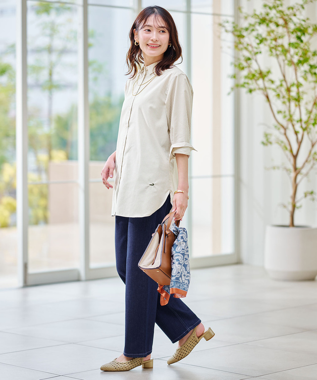 ストレッチ ストレート デニムパンツ