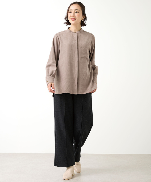 裏起毛 ピンタック ストレートパンツ