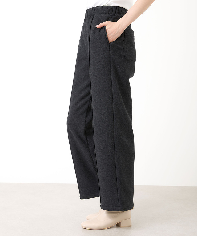 裏起毛 ピンタック ストレートパンツ