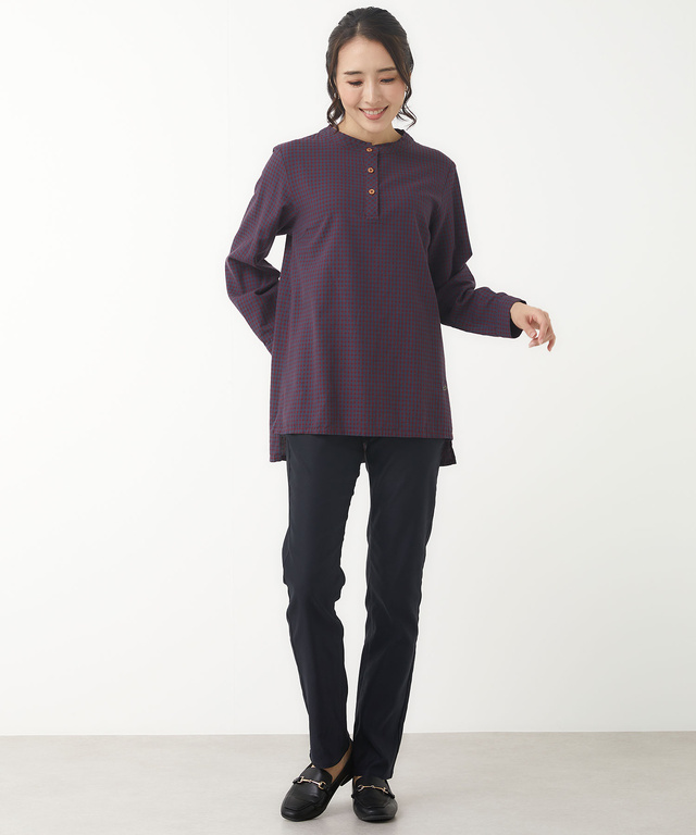 バンドカラー ギンガム チュニック