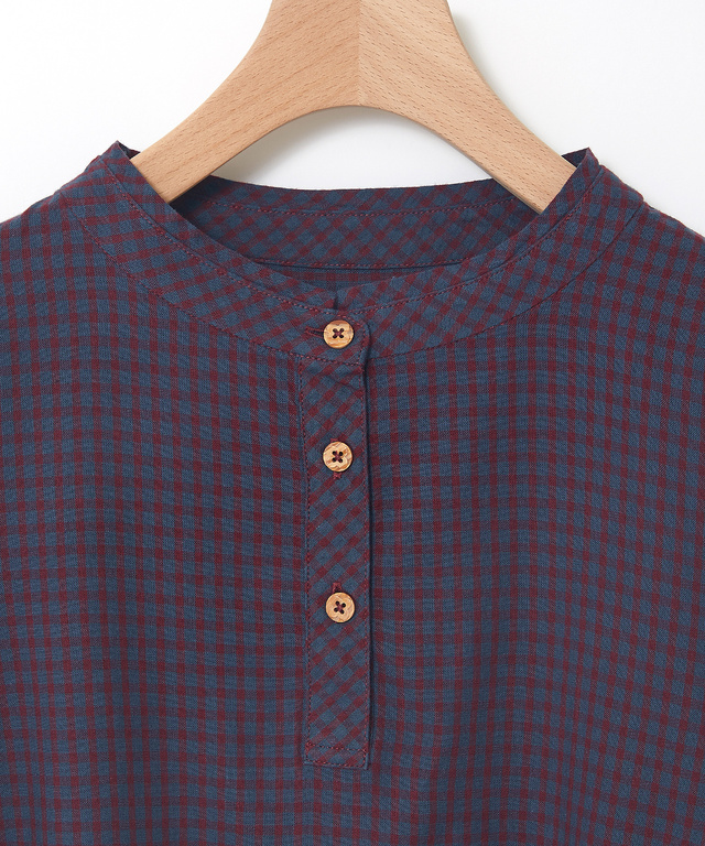 バンドカラー ギンガム チュニック