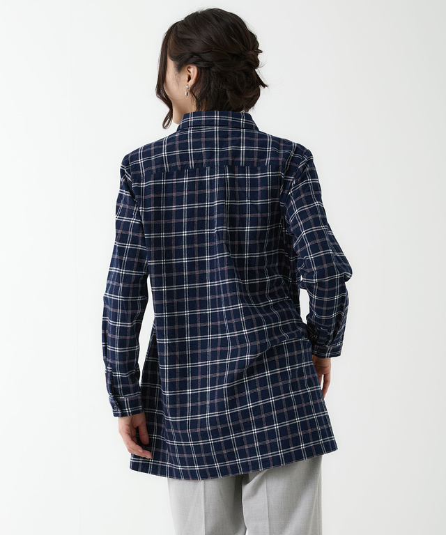 微起毛 チェック柄 チュニック【オンラインショップ限定】