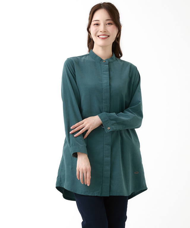 コーデュロイ バンドカラー チュニック