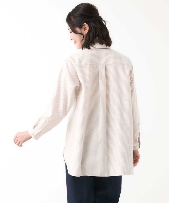 ノンアイロン ストライプ チュニック【シワになりにくい】