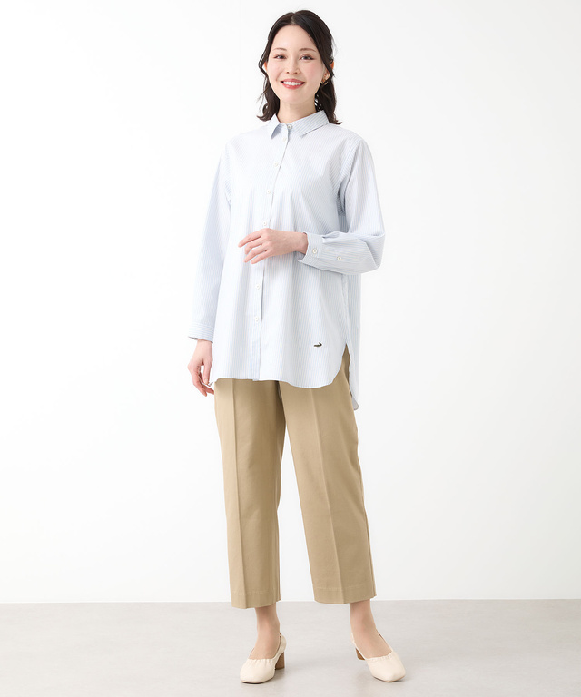 ノンアイロン ストライプ チュニック【シワになりにくい】