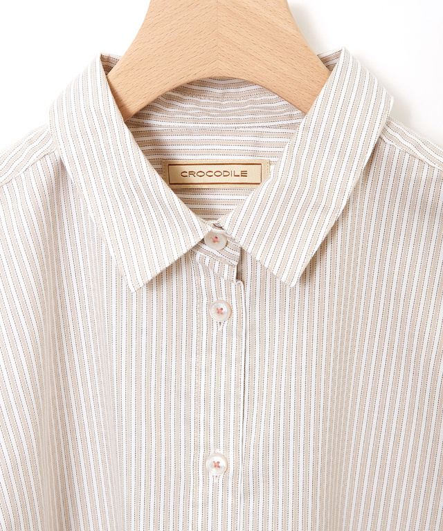 ノンアイロン ストライプ チュニック【シワになりにくい】