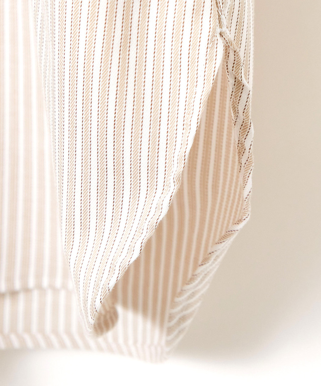 ノンアイロン ストライプ チュニック【シワになりにくい】