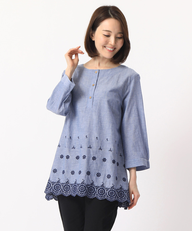 裾刺繍チュニック【UVカット】