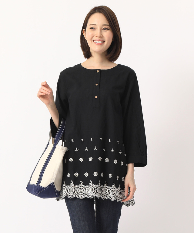 裾刺繍チュニック【UVカット】