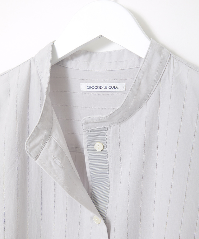 スタンドカラー シアー ブラウス