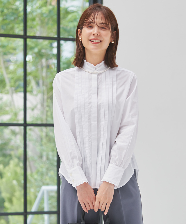 ピンタック フリル ブラウス【一部店舗限定】
