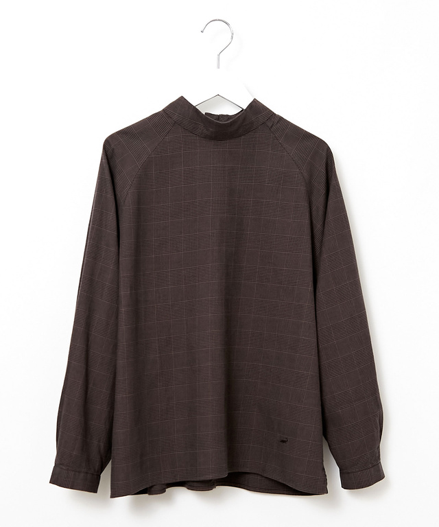 微起毛 チェック プルオーバーブラウス