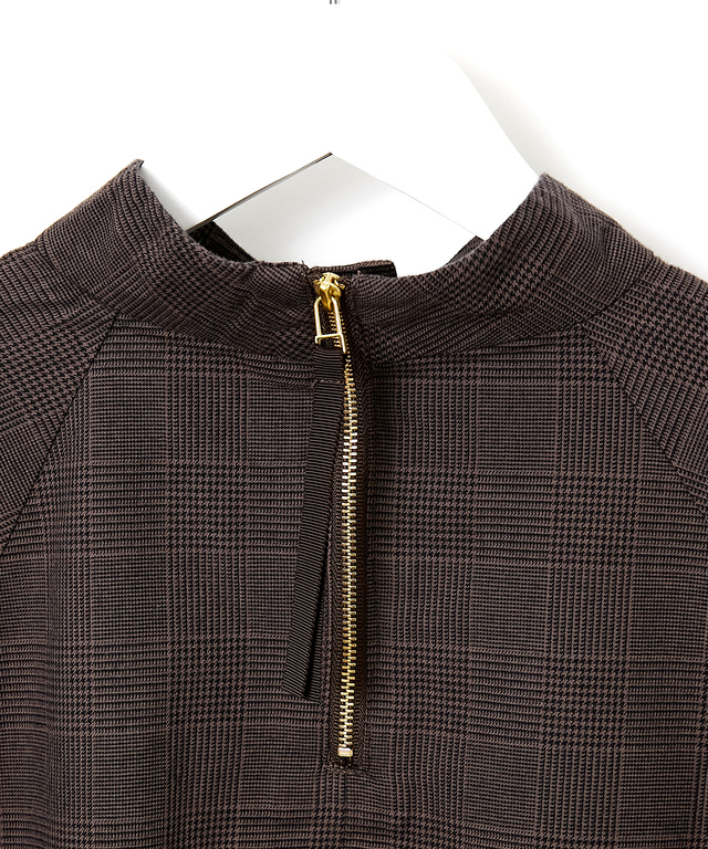 微起毛 チェック プルオーバーブラウス