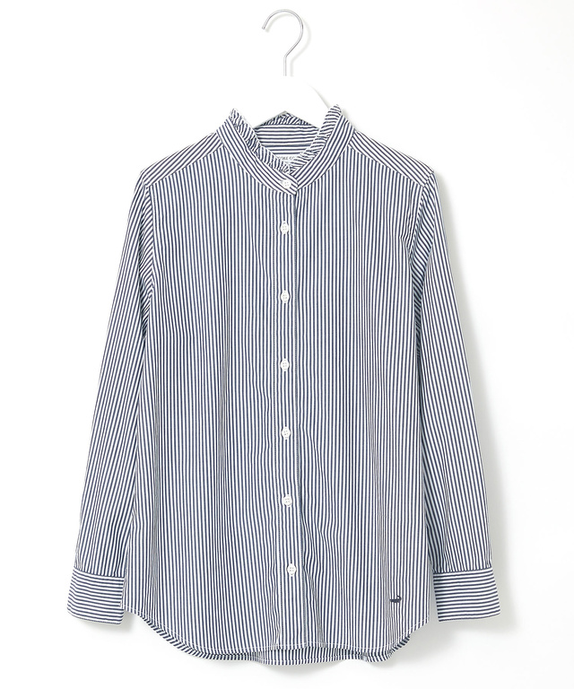 襟フリル ロンドンストライプ ブラウス【一部店舗限定】