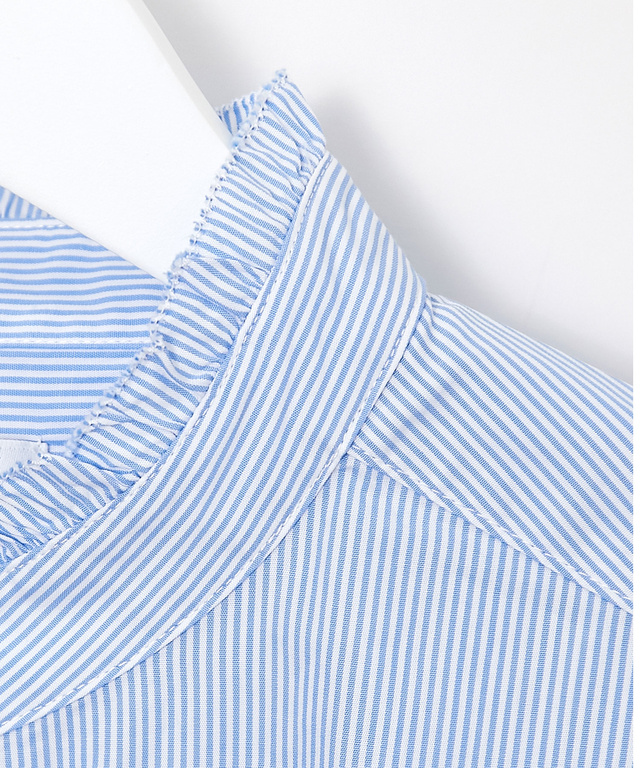 襟フリル ロンドンストライプ ブラウス【一部店舗限定】